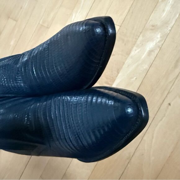 Mezcalero Mexico Made Embossed Leather Western Leather Booties in Blue 10EE - Picture 13 of 16